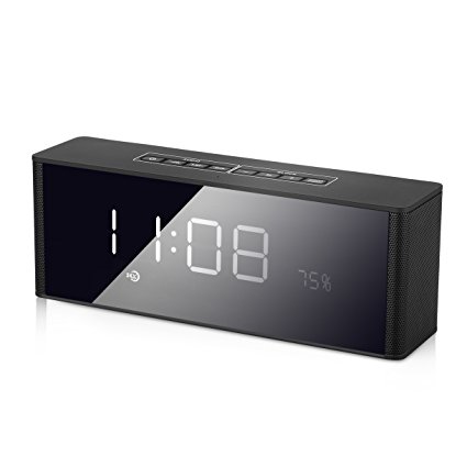 Clock Speaker, Yokkao® Portable Wireless Bluetooth Clock Alarm Speaker with LED Screen Built-in Microphone Support FM Radio/ TF Card/ 3.5mm Aux-in for iPhone iPad PC and More