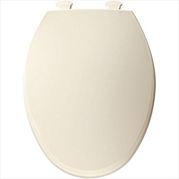 Bemis 1800EC346 Plastic Elongated Toilet Seat with Easy Clean and Change Hinges Biscuit/Linen
