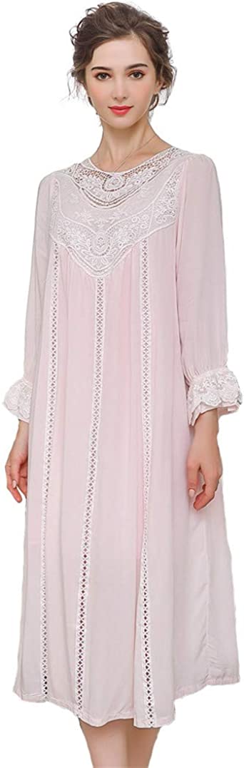 L&H Women's Vintage Victorian Sleepwear Sleeveless/Short/Long Sleeve Sheer Nightgown Pajamas Nightwear Lounge Dress