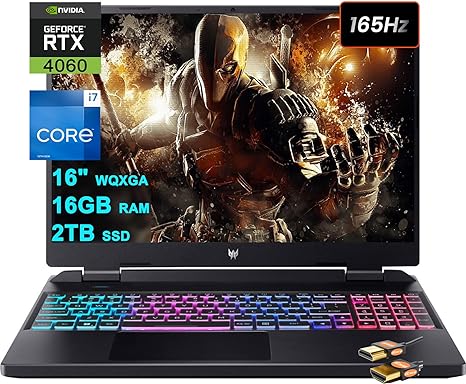 acer Predator Helios Neo 16 Gaming Laptop 16" WQXGA IPS 165Hz Intel 16-Core i7-13700HX 16GB RAM 2TB SSD GeForce RTX 4060 8GB Graphic RGB Backlit Thunderbolt4 Killer AX1650 Win11 Black   HDMI Cable