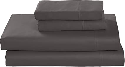 Rivet Cotton Tencel Bed Sheet Set, Soft and Breathable, California King, Graphite Grey