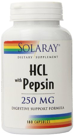 Solaray - HCl with Pepsin - 250 mg - 180 capsules