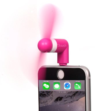 Stouch Mini Portable Dock Cool Cooler Rotating Fan iPad iPhone 6 6S 6 Plus 5 8 pin lightning - Black - Rose Red