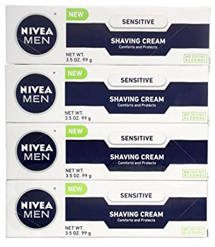 NIVEA MEN Sensitive Shaving Cream, 3.5 oz Tube (4 Pack)