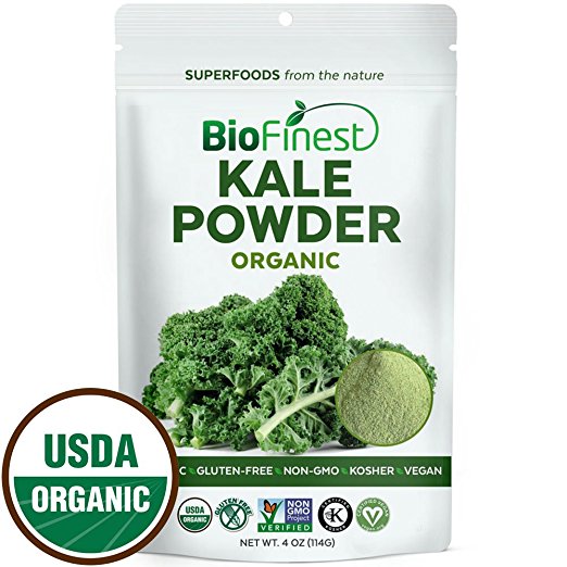 Biofinest Kale Vegetable Powder - 100% Pure Freeze-Dried Antioxidants Superfood - USDA Certified Organic Kosher Vegan Raw Non-GMO - Boost Digestion Skin Health - For Smoothie Beverage Blend (4 oz)