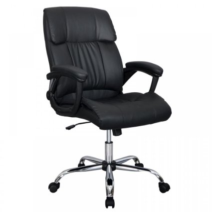 Black PU Leather Ergonomic High Back Executive Best Desk Task Office Chair