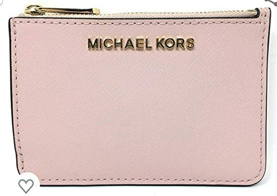 Michael Kors Jet Set Travel Small Top Zip Leather Coin Pouch ID Card Case Wallet In Blossom