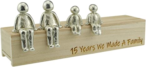 15th Anniversary Idea - 15 Years We Made A Family Metal Ornament - Choose Your Family Combination (2 Children)