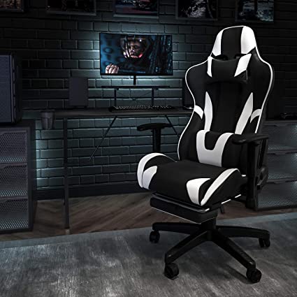 Flash Furniture X30 Gaming Chair Racing Office Ergonomic Computer Chair with Fully Reclining Back and Slide-Out Footrest in Black LeatherSoft