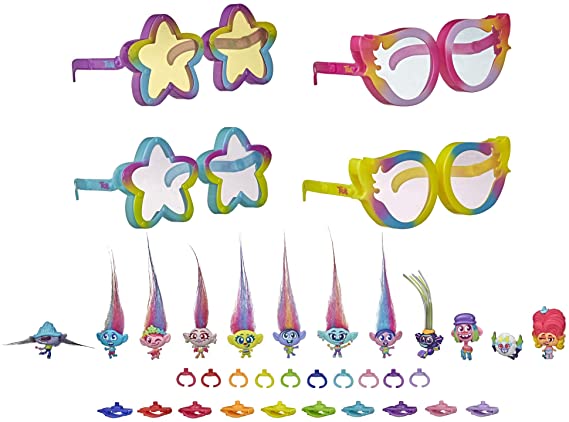 Trolls DreamWorks World Tour Tiny Dancers Rainbow Edition Pack with 12 Tiny Dancers Figures, 4 Sunglasses, 10 Small Rings, 10 Barrettes, Toy for Kids 4 and Up (Amazon Exclusive)