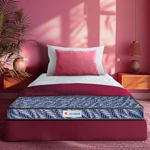 Sleepwell Utsav Comfort Regular | 4-inch Single Bed Size | Medium Firm | Anti Sag Tech Mattress (Blue, 75x36x4)