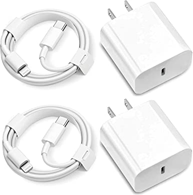 [Apple MFi Certified] iPhone Fast Charger, 2 Pack 20W USB C Power Delivery Wall Charger Plug with Type C to Lightning Quick Charge Sync Cable for iPhone 14/13/12/11/XS/XR/X