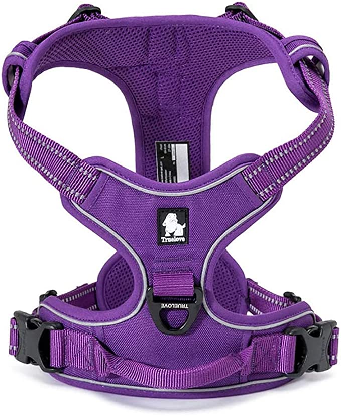 Kismaple Adjustable Soft Padded Pet Dog Harness with 3M Fluorescent Stripes for Large/Medium/Big Dog Training / Walking Dogs Assistance Chest Vest Harness, Chest Harness (L (69-81cm), Purple)