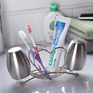 K-Steel Stainless Steel Bath Accessory Set Toothbrush Holder Toothpaste Cup Toothbrush Stand