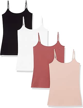 Amazon Essentials Women's Slim-Fit Camisole, Pack of 4