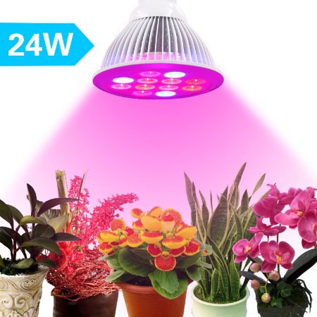 Led Grow Lights 24W Plant Lights E27 Growing Bulbs 3 Wavelengths tailored Led Grow Lamps For Garden Greenhouse Hydroponic and Family Balcony