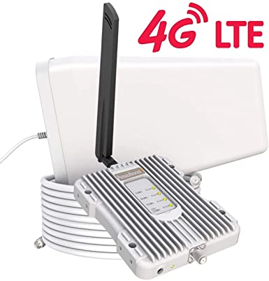 Amazboost Enhances Antenna Cell Phone Booster for Home Office- 4G 3G LTE Data for Verizon, AT&T, T-Mobile, Sprint Supports Up to 2500 Square Foot Area