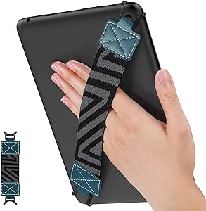 MoKo Security Hand-Strap for 9-11 Inch Tablet - iPad/iPad Pro/iPad Air/Kindle Fire HD/Samsung, High-Elasticity Versatile Hand Strap Lightweight Finger Grip Holder, Lake Blue