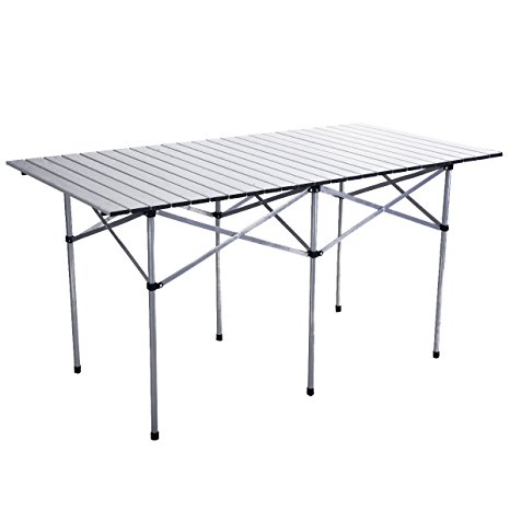 Giantex Roll Up Portable Folding Camping Square Aluminum Picnic Table w/Bag (55" )