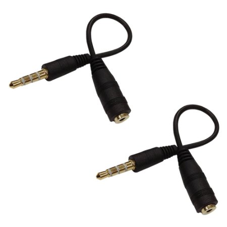 2pk 2.5mm Male to 3.5mm Female Audio Headphone Adapter Converter Extender