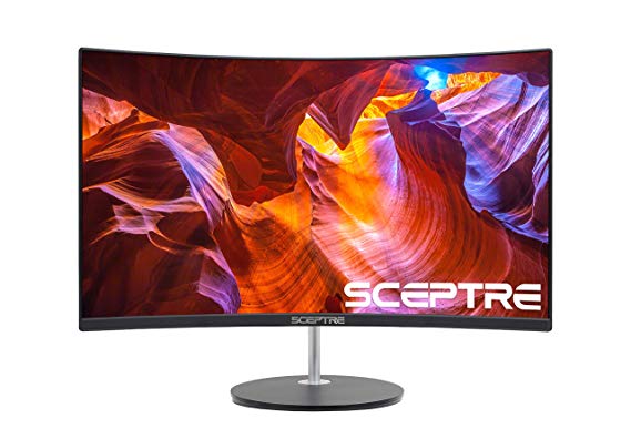 Sceptre 24" Curved 75Hz Gaming LED Monitor Full HD 1080P HDMI VGA Speakers, VESA Wall Mount Ready Metal Black 2019 (C248W-1920RN)