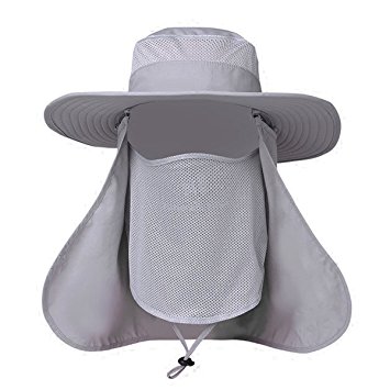 EINSKEY Fishing Sun Hat with Removable Neck Face Flap, Sun Protection Waterproof Bucket Hat Breathable Mesh Boonie Hat for Men and Women