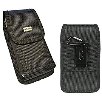 AIScell Pouch For Samsung Galaxy Note 9,Note 8,S8 Plus,S9 Plus, J7 (2018)~XL Size Rugged Nylon Case Duty Metal Belt Clip Holster w/Cloth(Fits Phone with Otterbox/Commuter/Defender/Hybrid Cover}