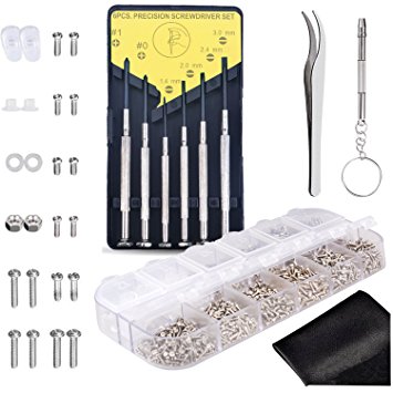 Eyeglasses Repair Kit ndash 1100Pcs Small Screws and Nose Pads Set with 6Pcs Screwdrivers for Glasses SunglassesWatch Spectacles Repair Kit