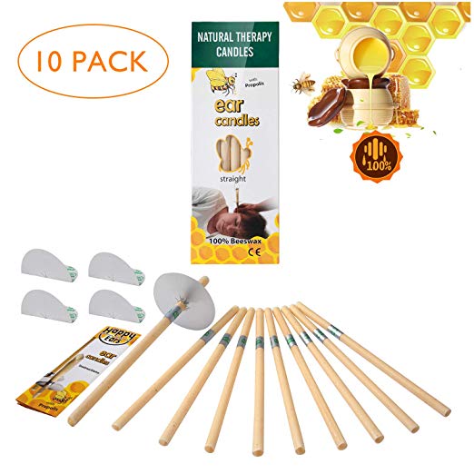 Ear Candles, Cozysmart Hopi Ear Candling Kits, Therapeutics Ear Wax Removal Candle, 10 Pcs / 5 Pairs Natural Organic 100% Beeswax Candles with Filter & Protective Discs