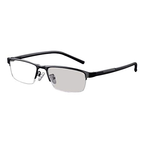 Transition Photochromic Reading Glasses Pocket Reader Metal Frame with Case Farsighted UV400 Sunglasses  1.0 to  4.0 ( 1.50, Black)