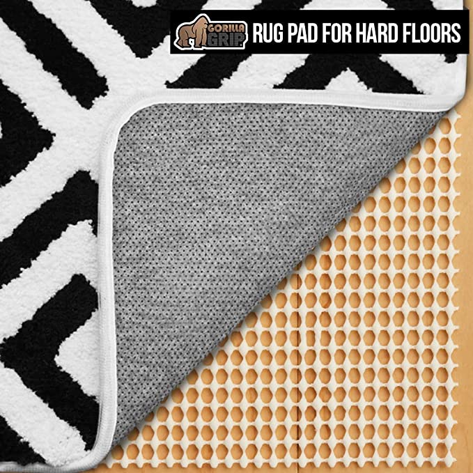 Gorilla Grip Extra Strong Rug Pad Gripper, Grips Keep Area Rugs in Place, Thick, Slip and Skid Resistant Pads for Hard Floors, Under Carpet Mat Cushion and Hardwood Floor Protection, 8x10 FT