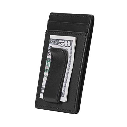 HOJ Co. Eastwood Money Clip Wallet-Front Pocket Wallet-Leather Covered Clip-Slim