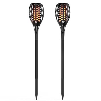 Solar Torch Lights, TaoTronics Garden Torch Lights Solar Powered with Realistic Flames and IP65 Waterproof Build (Easy Installation, Solid Construction, and Firm Ground Grip)-2 Pack
