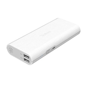 Yoobao M10 10000mAh Ultra Compact Portable Charger Power Bank External Battery Backup Dual USB Output Powerbank for iPhone X 8 8 Plus 7 7S 6 6S iPad Samsung Galaxy and More – White