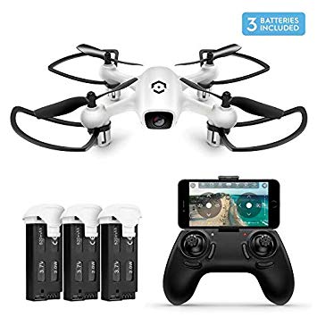 Amcrest A4-W Skyview WiFi FPV Drone Quadcopter w/Camera HD 720P, Training Drone Beginner, 2.4ghz WiFi Helicopter w/Remote Control, Smartphone Control, 2 x Additional Batteries Included (A4-W-Batt)