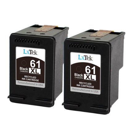 LxTek Remanufactured Ink Cartridge Replacement For HP 61XL (2 Black) CH563WN High Yield