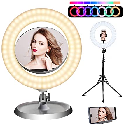 EEIEER Ring Light with Stand :14-inch 48W RGB Ring Light with Stand,LED Ring Light kit,RGB dimmable Light Stand, Carrying Bag for Photography, Makeup, YouTube Video Shooting