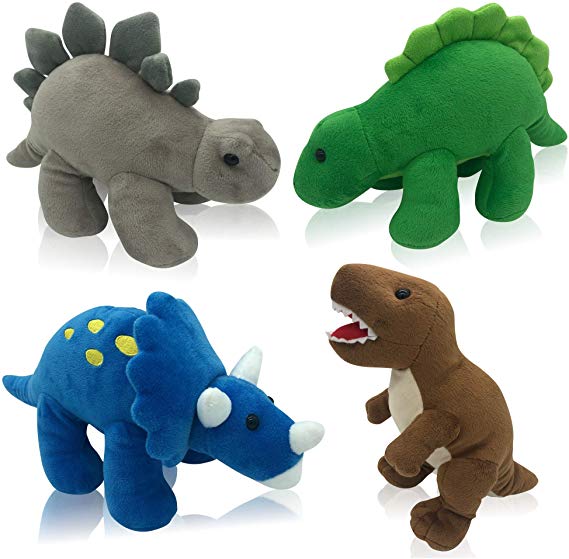 Plush Dinosaurs 4 Pack 10'' Long Great Gift for Kids Stuffed Animal Assortment Great Set for Kids