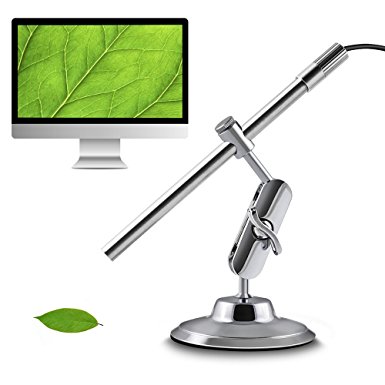 MAOZUA 10X-200X USB Microscope Waterproof 2-in-1 Inspection Endoscope Camera with 8 LED for Windows 7/8/10/Mac PC and Android Smartphone
