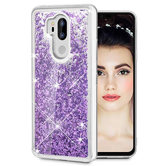 Caka LG G7 ThinQ Case, LG G7 ThinQ Glitter Case [Liquid Series] Luxury Fashion Bling Flowing Liquid Floating Sparkle Glitter TPU Bumper Case for LG G7 ThinQ 2018 - (Purple)