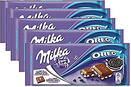 Milka Oreo Alpine Milk Chocolate, 3.5 oz Bar (MILK OREO, PACK OF 5)
