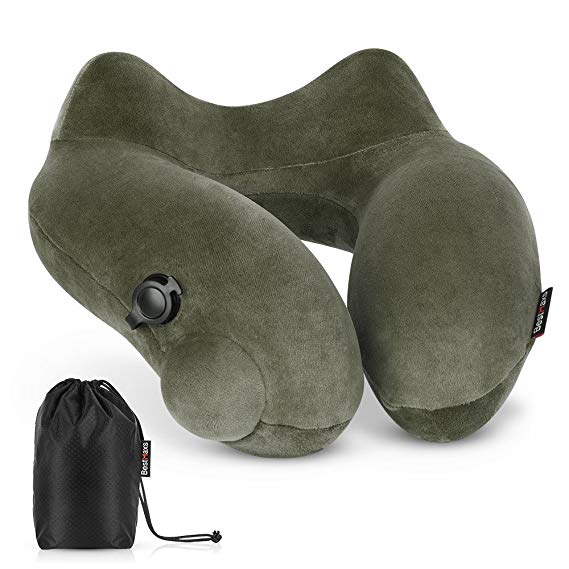 BestMaxs Travel Pillow, Travel Pillow for Airplanes with Multifunctional Travel Package Hump Design Travel Accessories (Army Green)