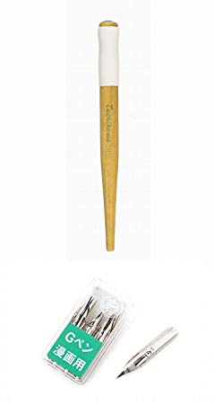 Tachikawa Comic Pen Nib Holder Model 36 White Grip (T-36W)  Nibs(PG-6C-C-K)