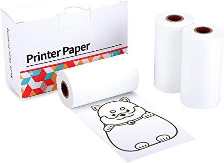 Compatible with Phomemo Printer Paper Self-Adhesive Thermal Paper, Printable Sticker Paper for M02/M02 Pro/M02S Pocket Printer, Black on White, 1.97 Inch x 11.48 Feet (50mm x 3.5m) 3-Roll