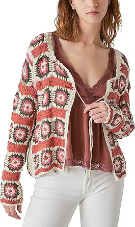 Lucky Brand Women's Geo Crochet Cardigan