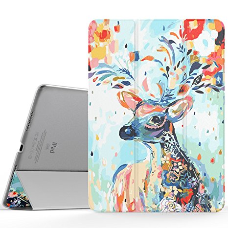 iPad Pro 9.7 Case - MoKo Ultra Slim Lightweight Smart-shell Stand Cover with Translucent Frosted Back Protector for Apple iPad Pro 9.7 Inch 2016 Release Tablet, Christmas Deer (with Auto Wake / Sleep)