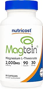 Nutricost Magtein Magnesium L-Threonate 2,000mg, 90 Capsules - Gluten Free, Vegetarian, 30 Servings