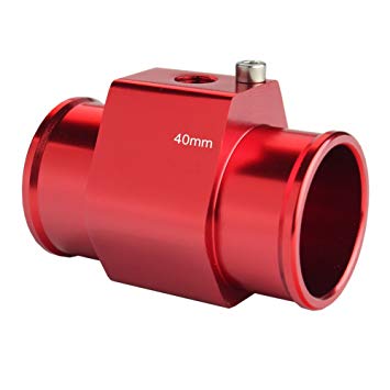 Dewhel Aluminum Red Water Temp Meter Temperature Gauge Joint Pipe Radiator Sensor Adaptor Clamps 40mm