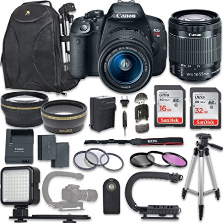 Canon EOS Rebel T5i DSLR Camera with Canon EF-S 18-55mm f/3.5-5.6 IS STM Lens   NEW VIDEO BUNDLE KIT   EXTRA MEMORY CARDS