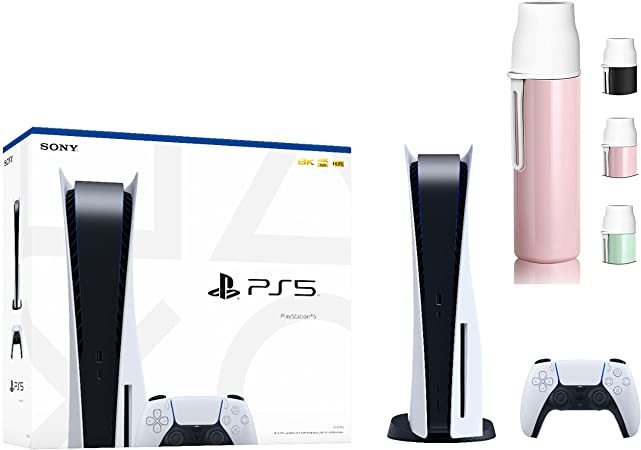 Sony PS5 Playstation 5 Console Disc Version   1 Wireless Controller - x86-64-AMD Ryzen Zen 8 Cores, AMD Radeon RDNA 2, 16GB GDDR6 RAM, 825GB SSD, 120Hz 8K Output - Random Color Water Bottle